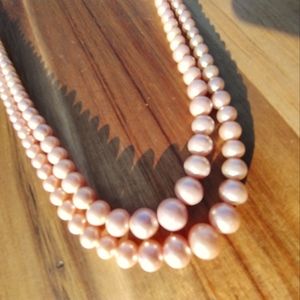 Vintage MCM 2 Strands Pink Cultured Pearls